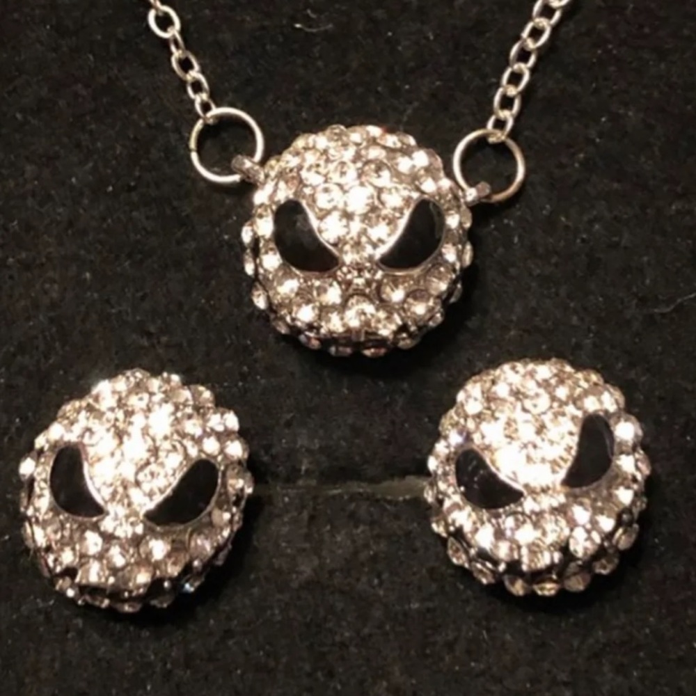 NWT sterling silver NBC Jack Skellington earings and necklace.